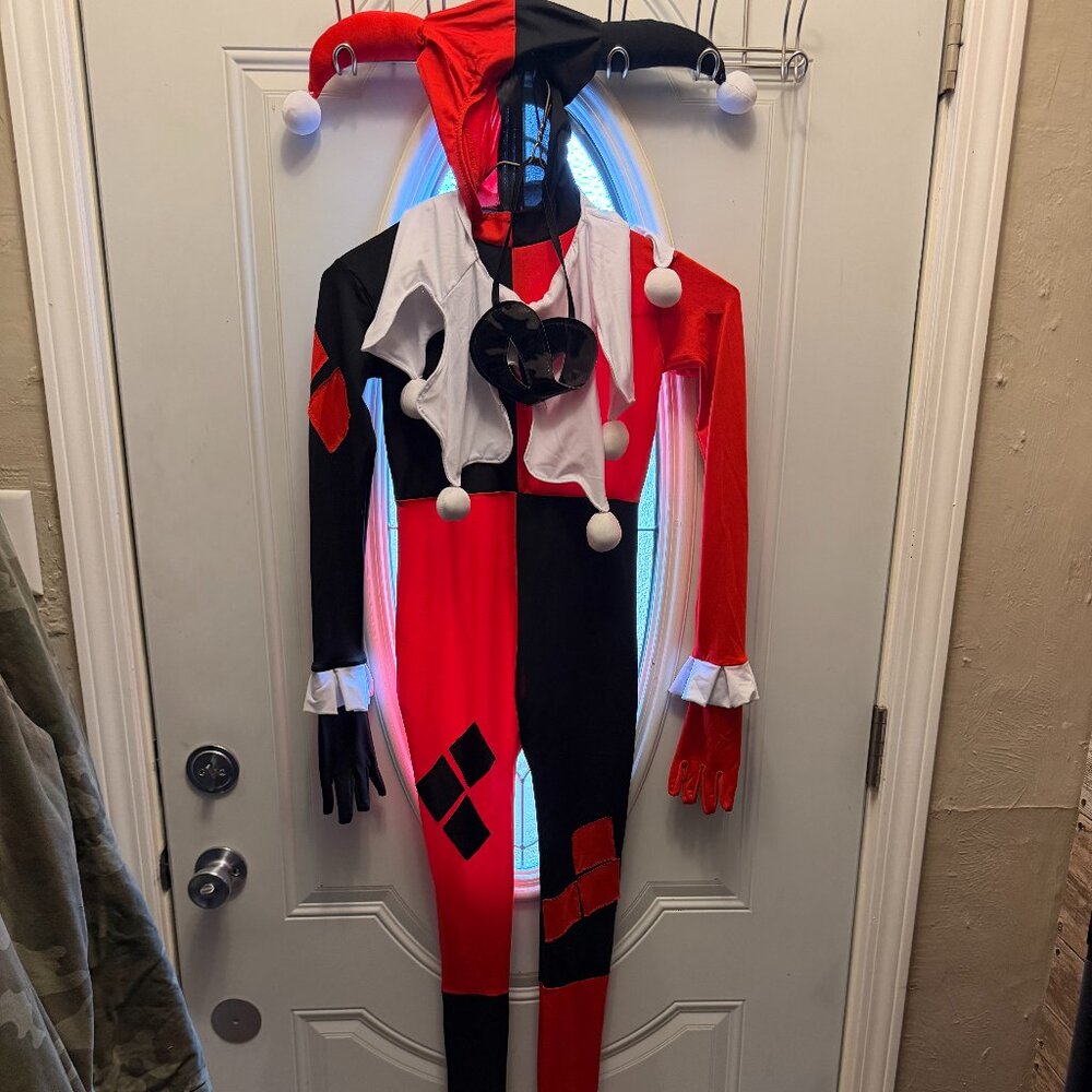 Harlequin Jester Costume - Red, Black, and White